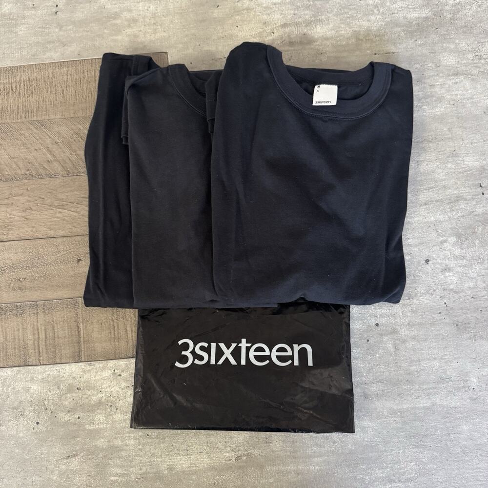 3sixteen Mens Black Crewneck Short Sleeve No Pocket Pima T-Shirts 3 Pack S NEW